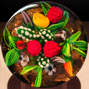 Chris Sherwin Lampwork Bouquet Of Berries And Flowers