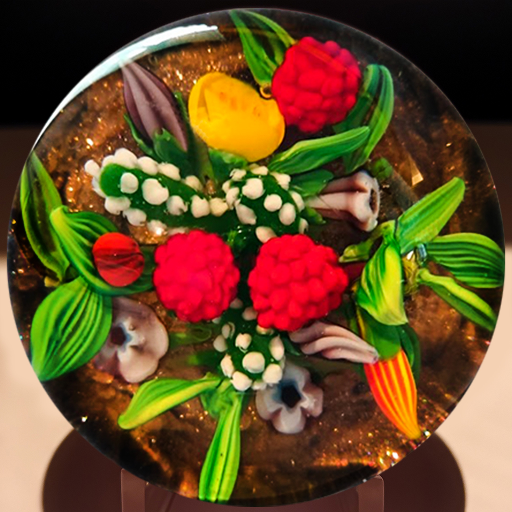 Chris Sherwin Lampwork Bouquet Of Berries And Flowers