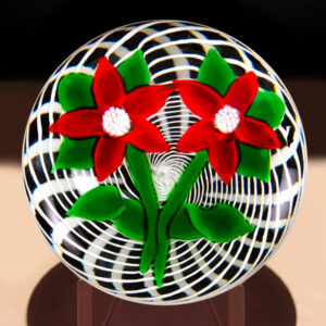 John Deacons Dual Red Flowers On White Ribbon Spiral