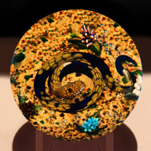 William Manson Blue and Yellow Snake With Desert Flowers
